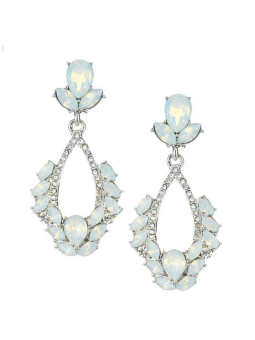 Kohl's Metal Earrings Simulated Opal Silver-tone Dangle with Crystals